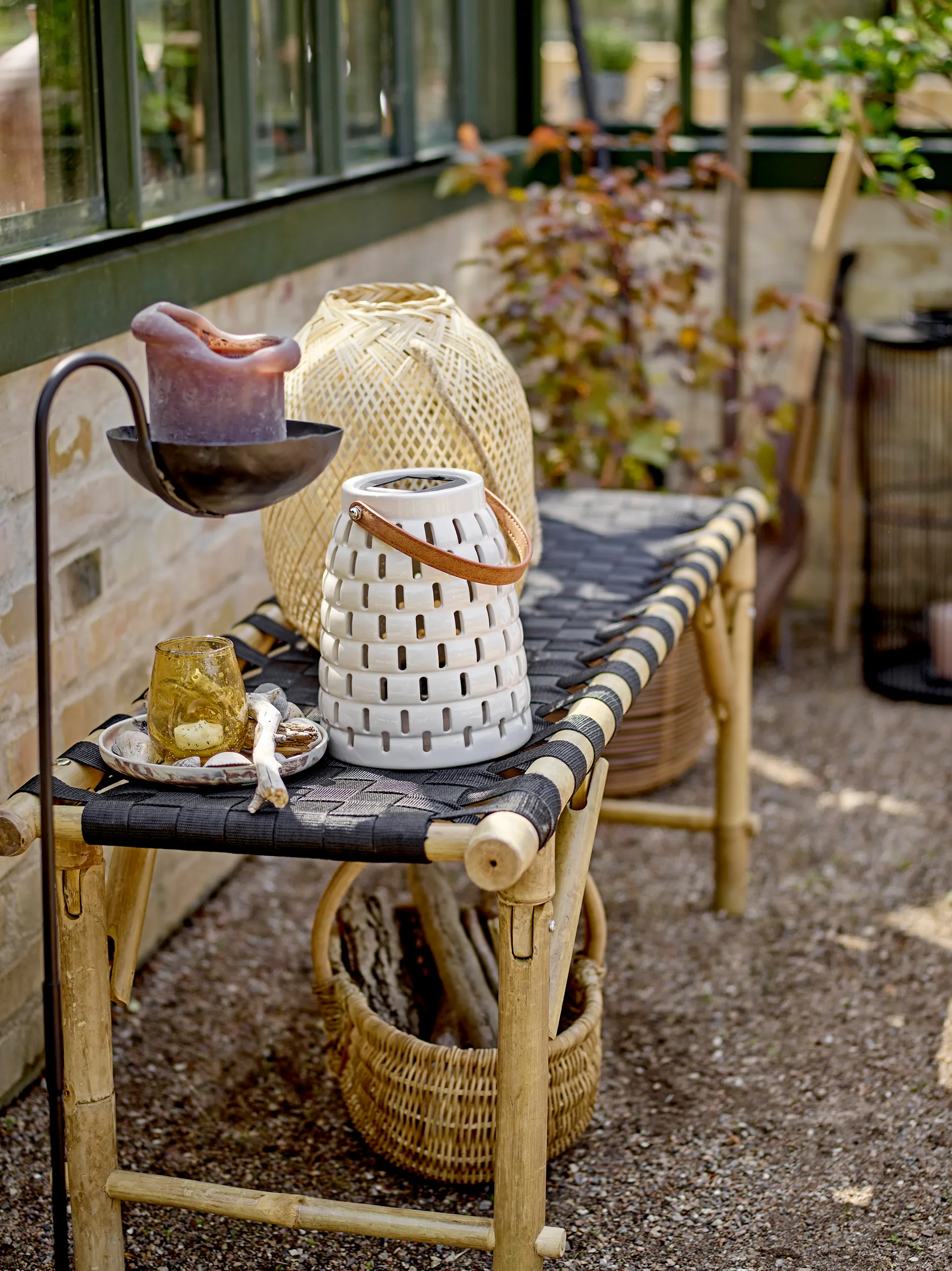 Lámpara solar de farol Trellis 20,5 cm, Natural Bloomingville