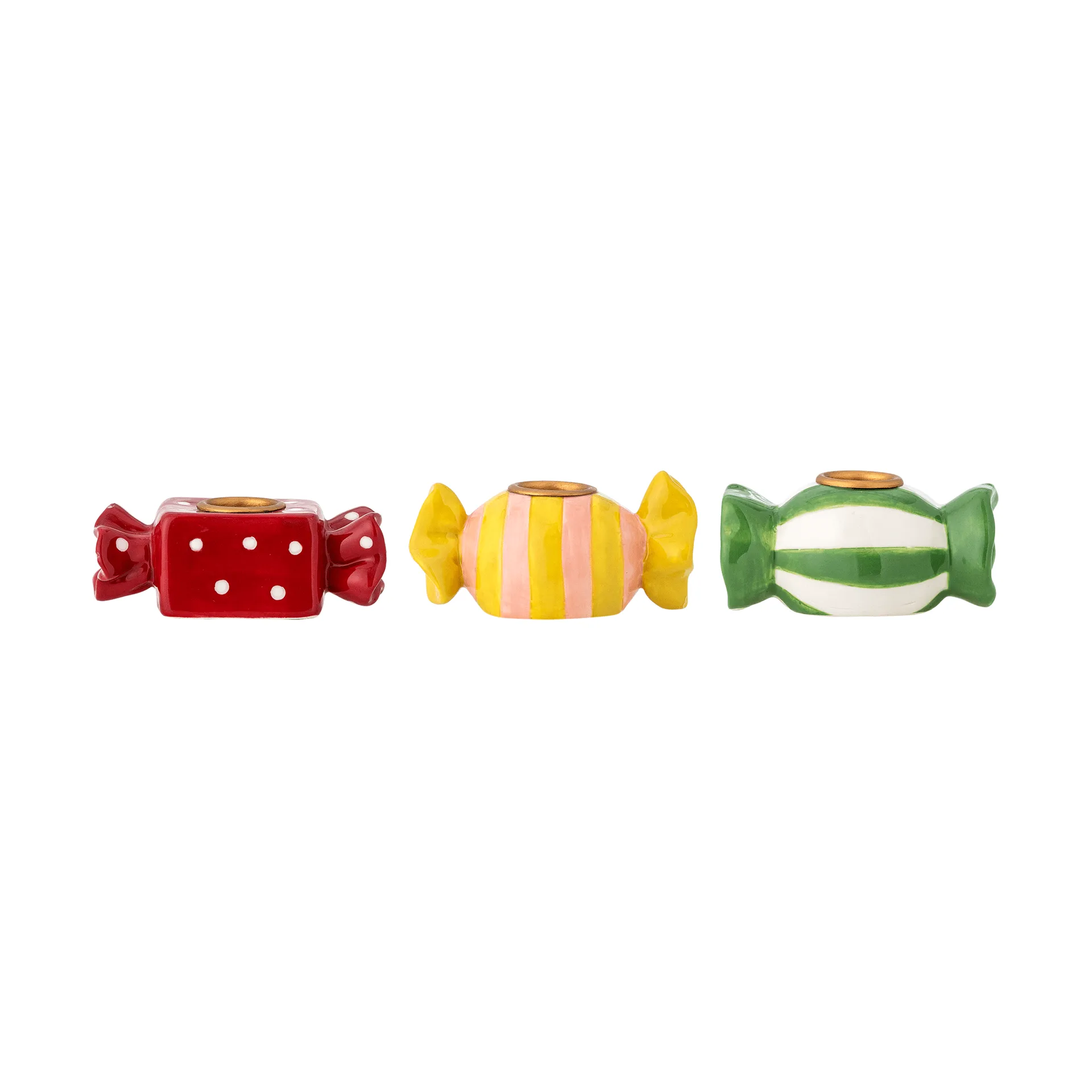 Leiano candelabro, Amarillo-rojo-verde, 3 piezas, 10 cm Bloomingville