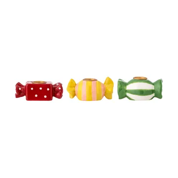 Leiano candelabro - Amarillo-rojo-verde, 3 piezas, 10 cm - Bloomingville