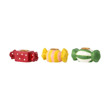 Leiano candelabro - Amarillo-rojo-verde, 3 piezas, 10 cm - Bloomingville