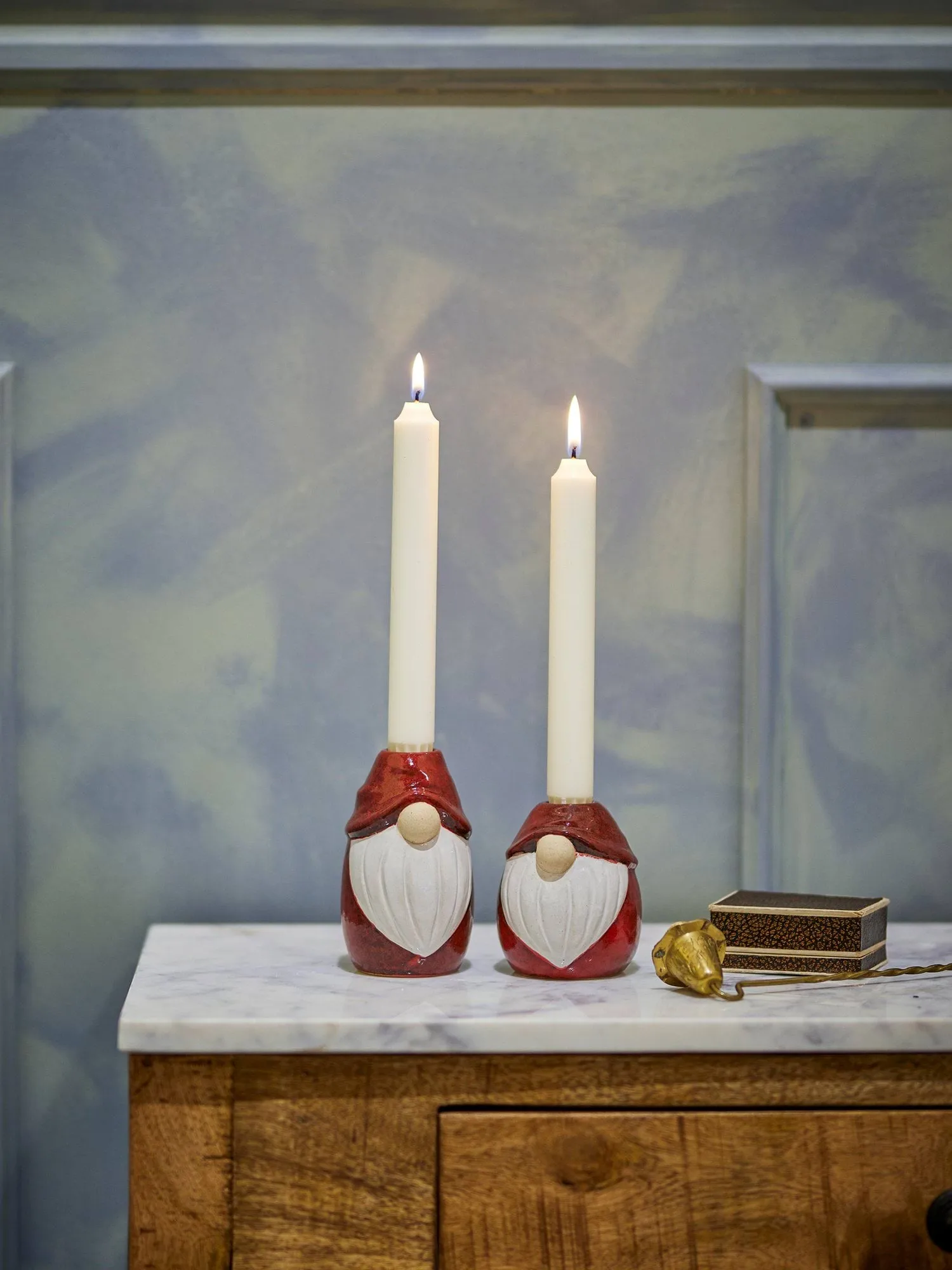 Lyda candelabro, Rojo, 2 piezas, Ø7 cm Bloomingville