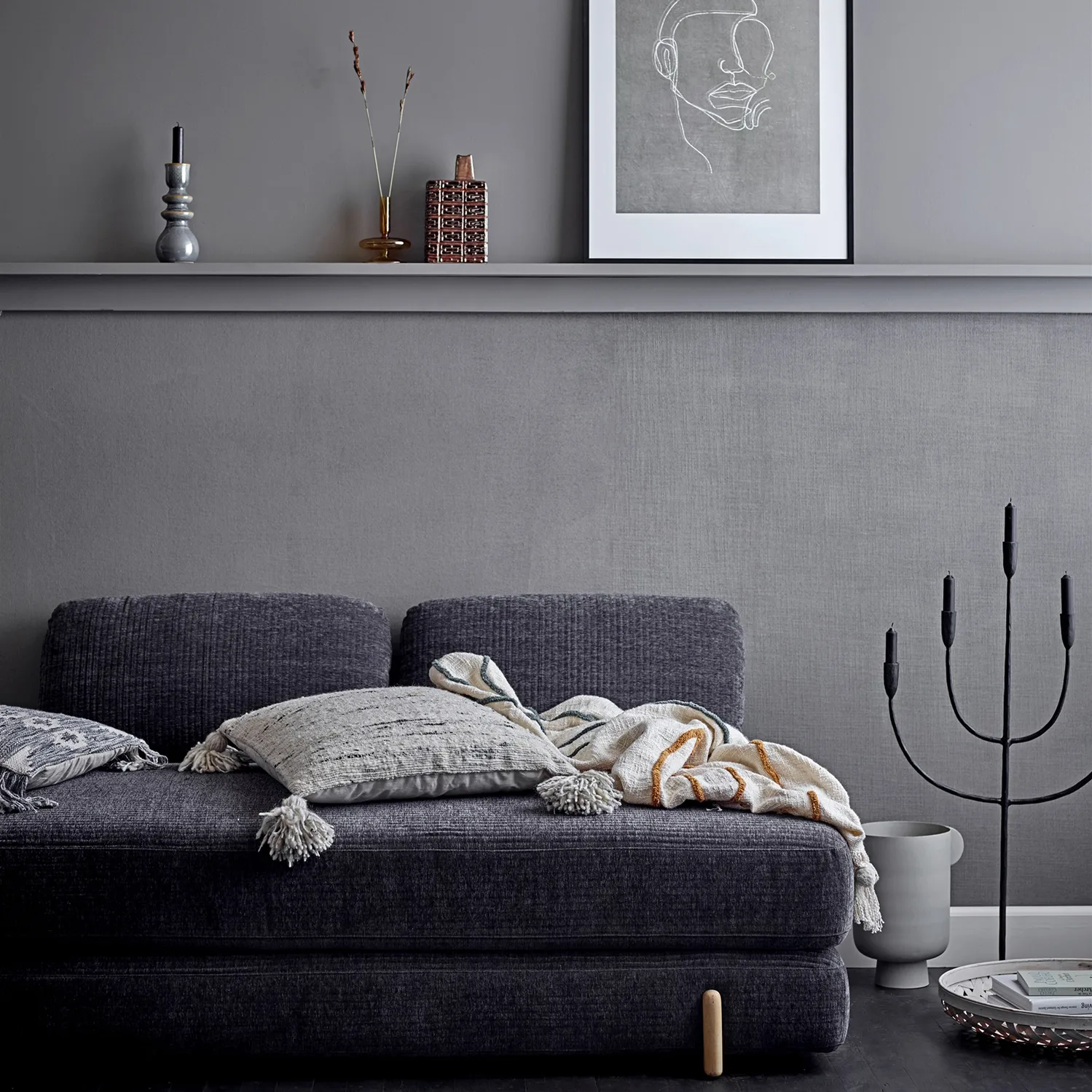 Manta algodón con bordado Bloomingville 125x150 cm, Natural Bloomingville