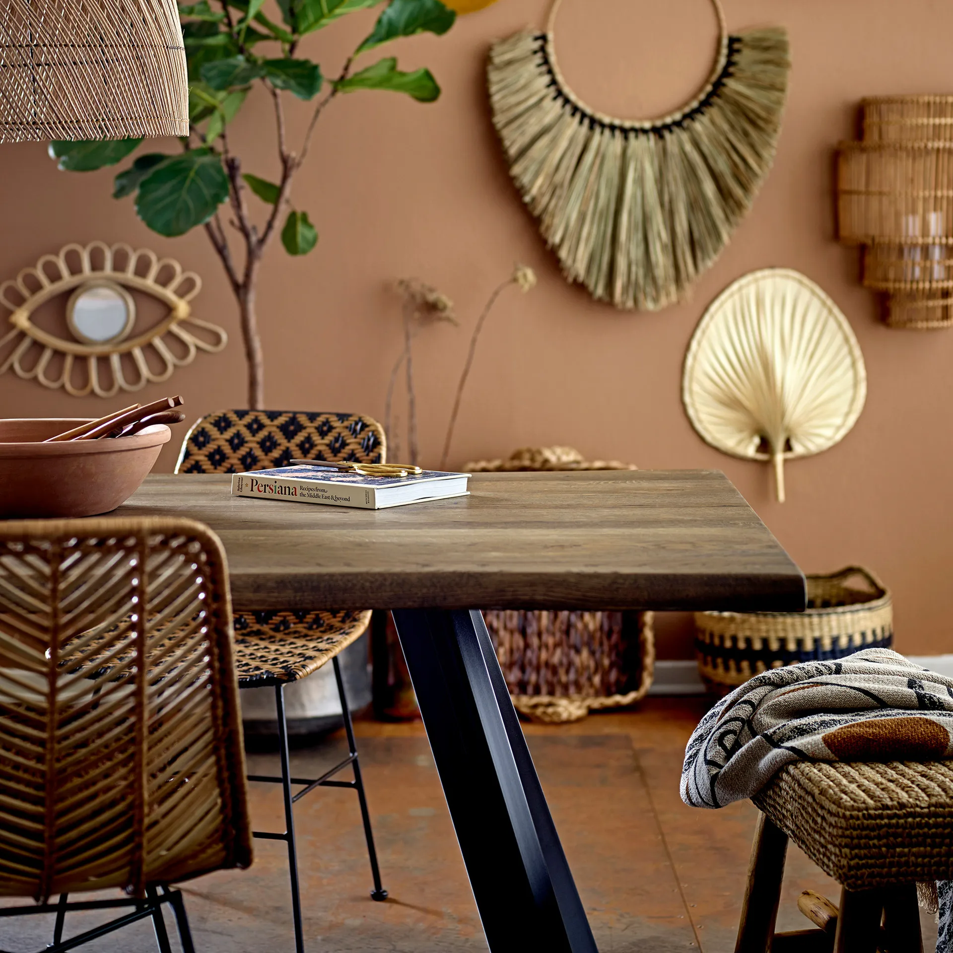 Manta con estampado Bloomingville 130x160 cm, negro Bloomingville