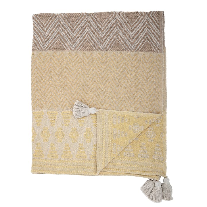 Manta con flecos Bloomingville 130x160 cm, Amarillo-beige Bloomingville