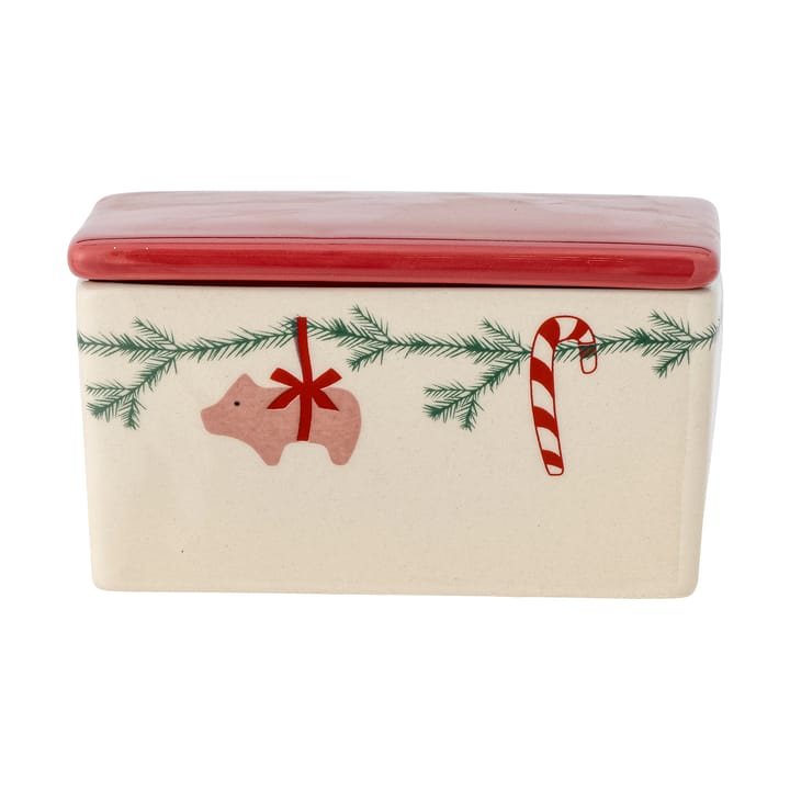 Mantequillera Yule 12,5x7 cm - Blanco-rojo - Bloomingville
