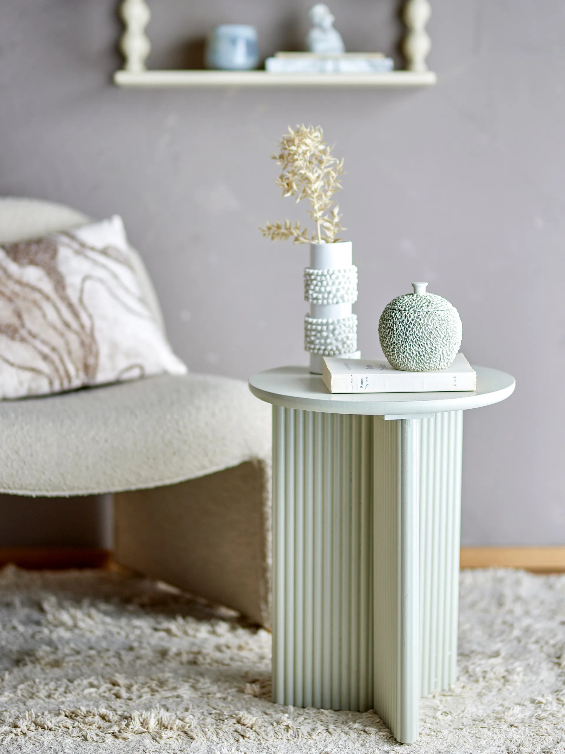 Mesa auxiliar Edith Ø40 cm, Blanco Bloomingville