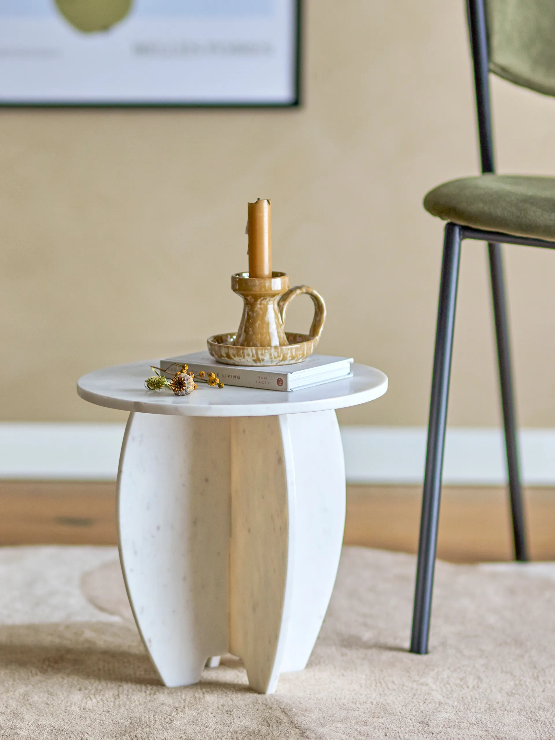 Pedestal Sendai Ø30,5x31 cm, White marble Bloomingville