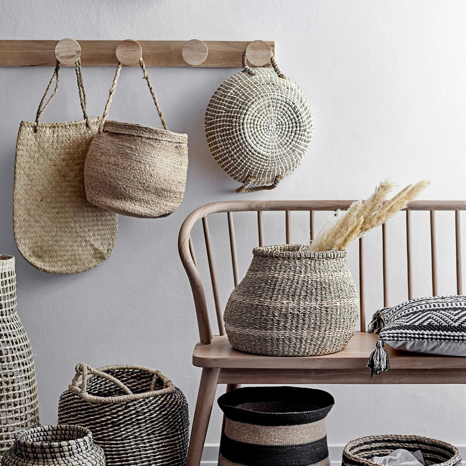 Perchero con ganchos Bloomingville 90 cm, Natural Bloomingville