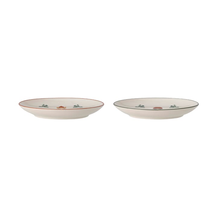 Plato de postre Jolly Ø16 cm 2 piezas, Blanco-rojo Bloomingville