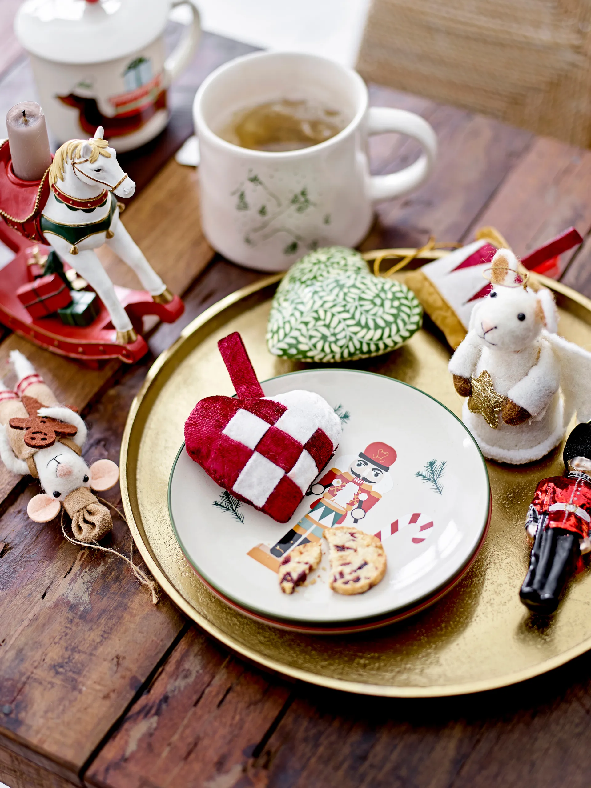 Plato de postre Jolly Ø16 cm 2 piezas, Blanco-rojo Bloomingville