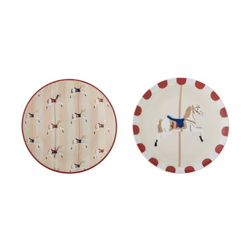 Plato Merry-go-round Ø16 cm, 2 piezas - Beige-rojo - Bloomingville