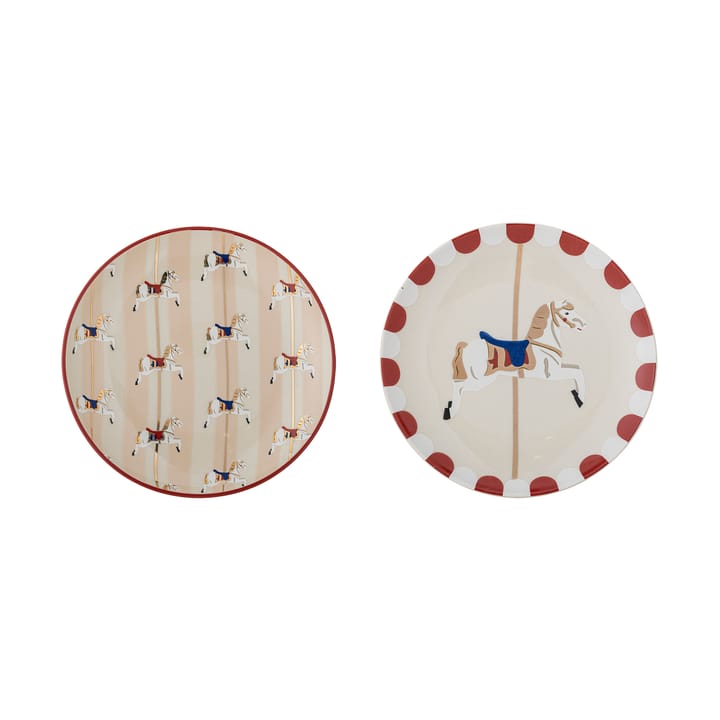 Plato Merry-go-round Ø16 cm, 2 piezas - Beige-rojo - Bloomingville