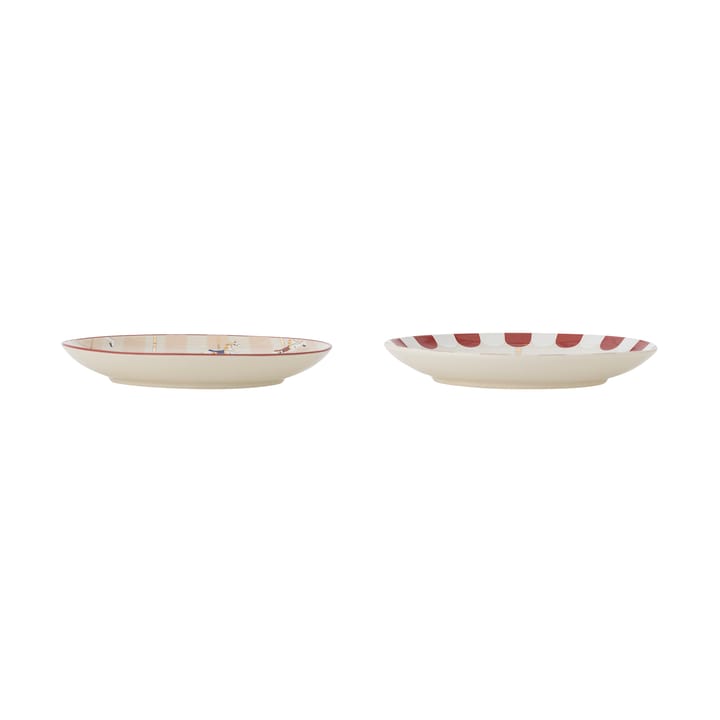 Plato Merry-go-round Ø16 cm, 2 piezas, Beige-rojo Bloomingville