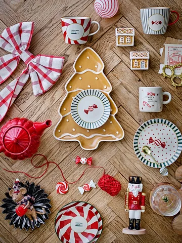 Plato Yule Ø16 cm - Natural-rojo - Bloomingville