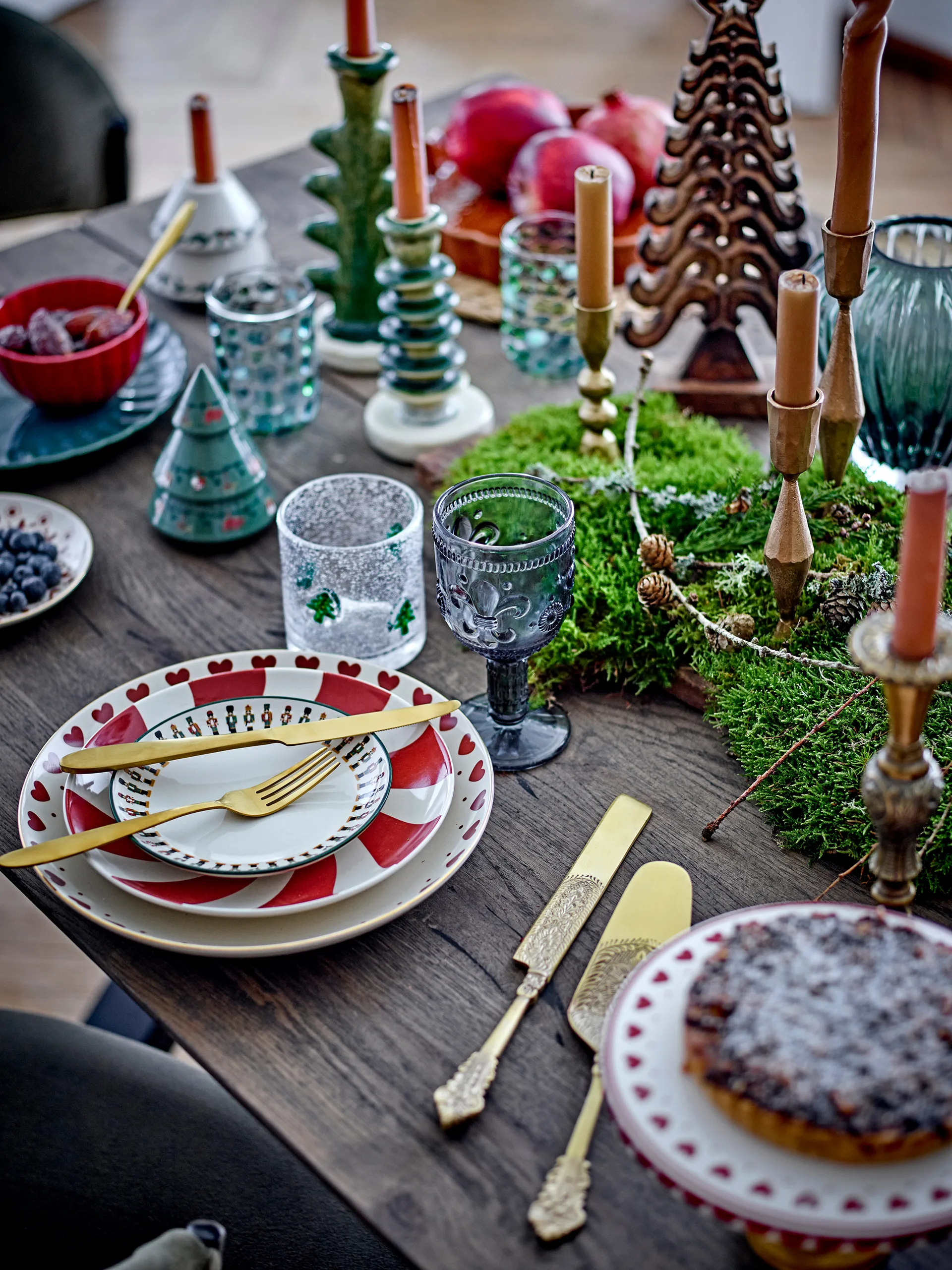 Plato Yule Ø23 cm, Natural-rojo Bloomingville