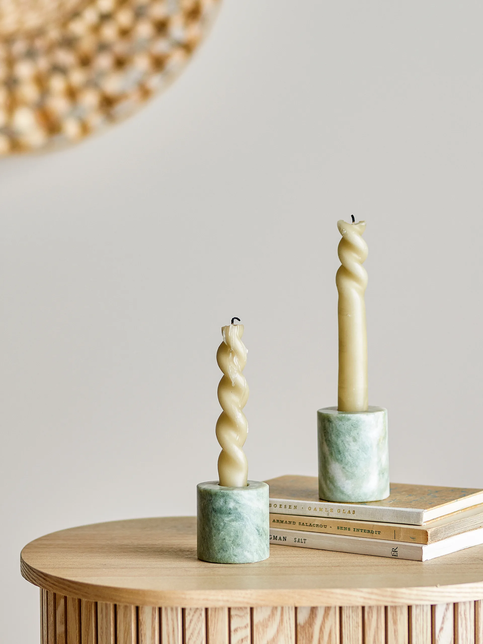 Portavelas Kokoro 2 piezas, Mármol verde Bloomingville