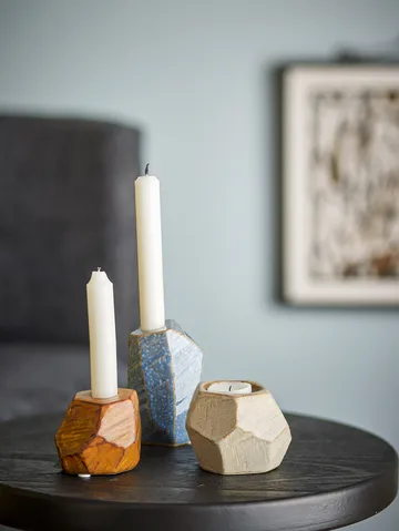 Portavelas y votivo Kimber, 3 piezas - Azul - Bloomingville