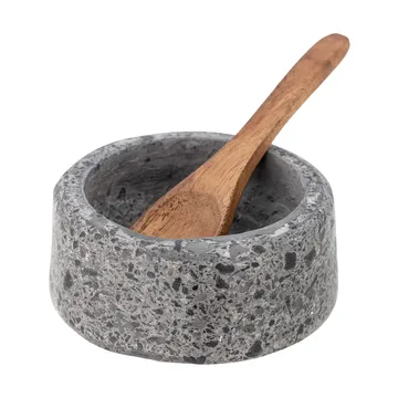 Salero con cuchara Ghizelle Ø7 cm - Piedra-acacia - Bloomingville