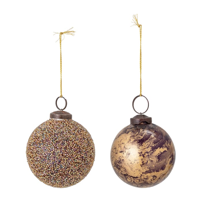 Set de 2 bolas de navidad Loha Ø7 cm, Dorado Bloomingville
