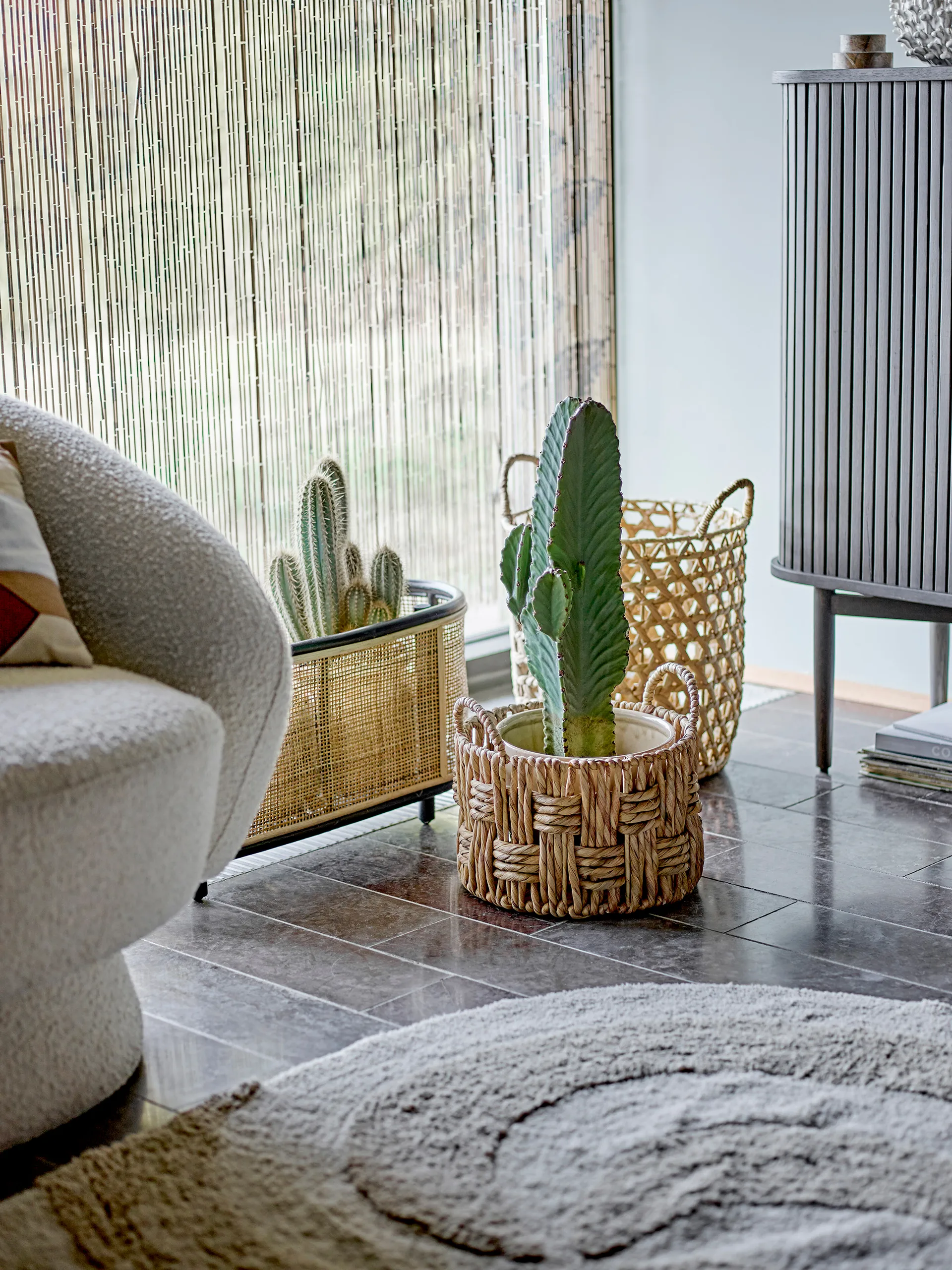 Set de 2 cestas con asa Rachel, Jacinto de agua Bloomingville
