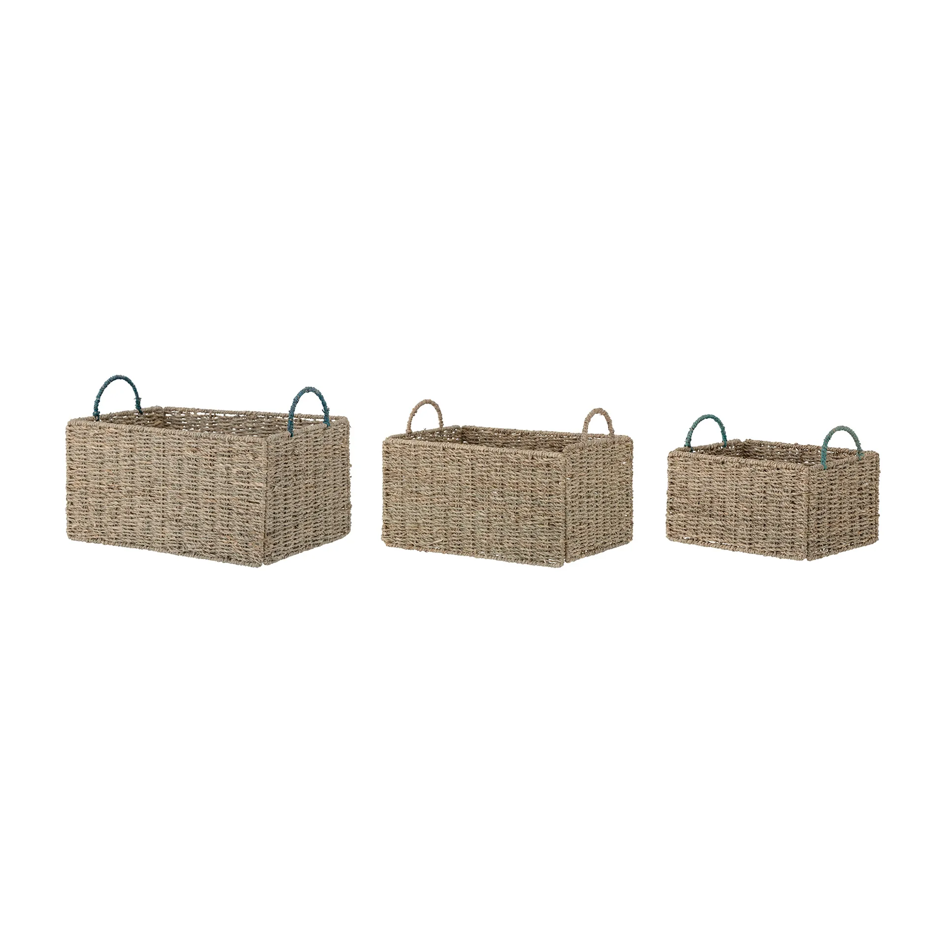 Set de 3 cestas Fenter, Natural-verde Bloomingville