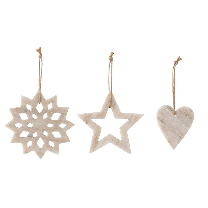 Set de 3 colgantes de navidad Otilde, natural Bloomingville