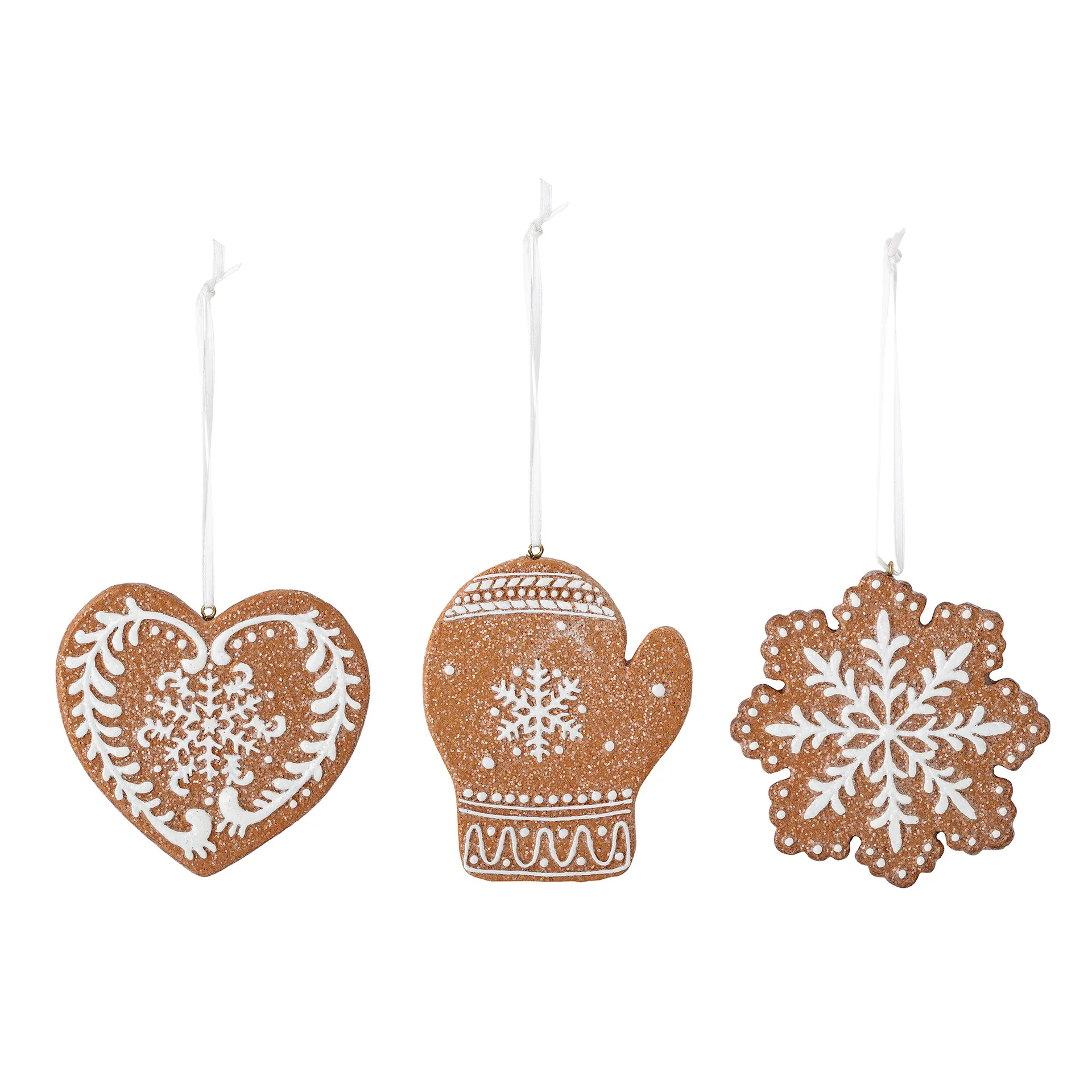 Set de 3 colgantes de navidad Pearl, marrón Bloomingville