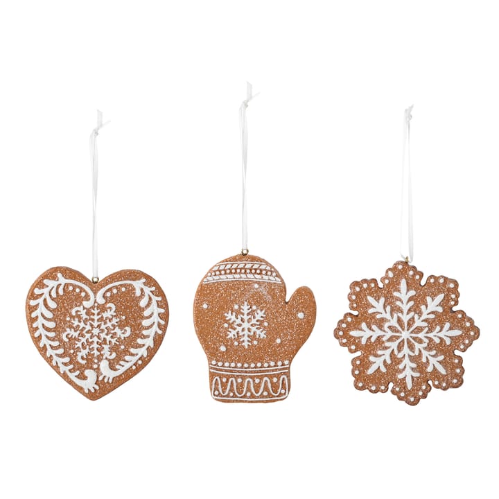 Set de 3 colgantes de navidad Pearl, marrón Bloomingville