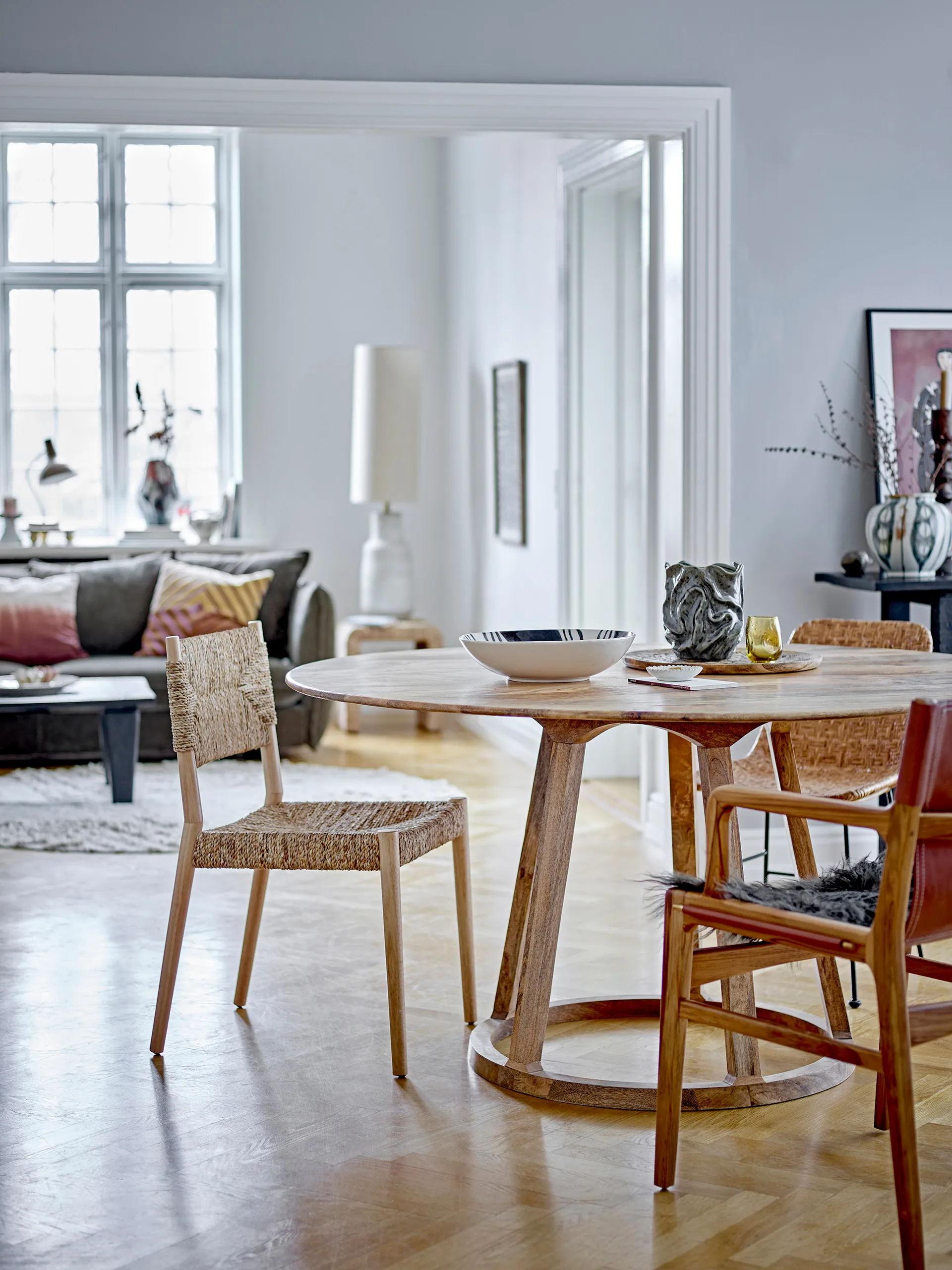 Silla Saran con respaldo y asiento tejidos, Natural Bloomingville