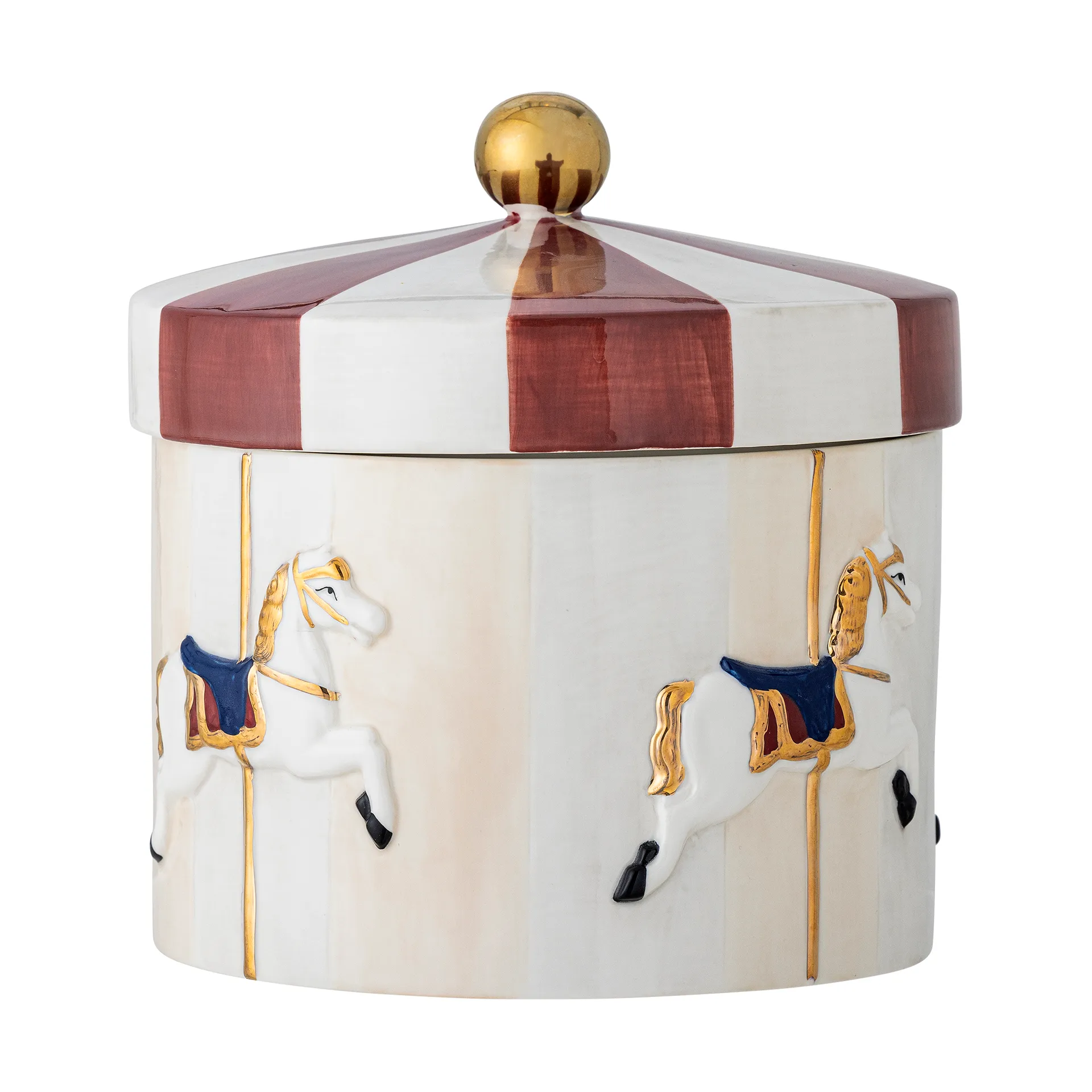 Tarro con tapa Merry-go-round Ø19,5x20,5 cm, Rojo-blanco Bloomingville