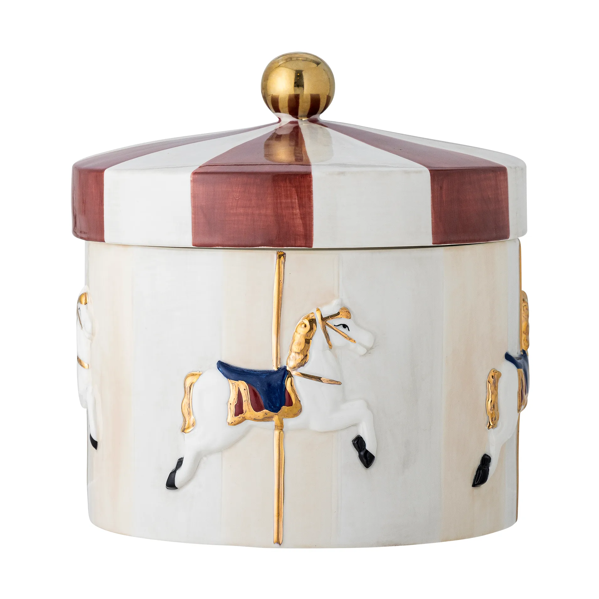 Tarro con tapa Merry-go-round Ø19,5x20,5 cm, Rojo-blanco Bloomingville