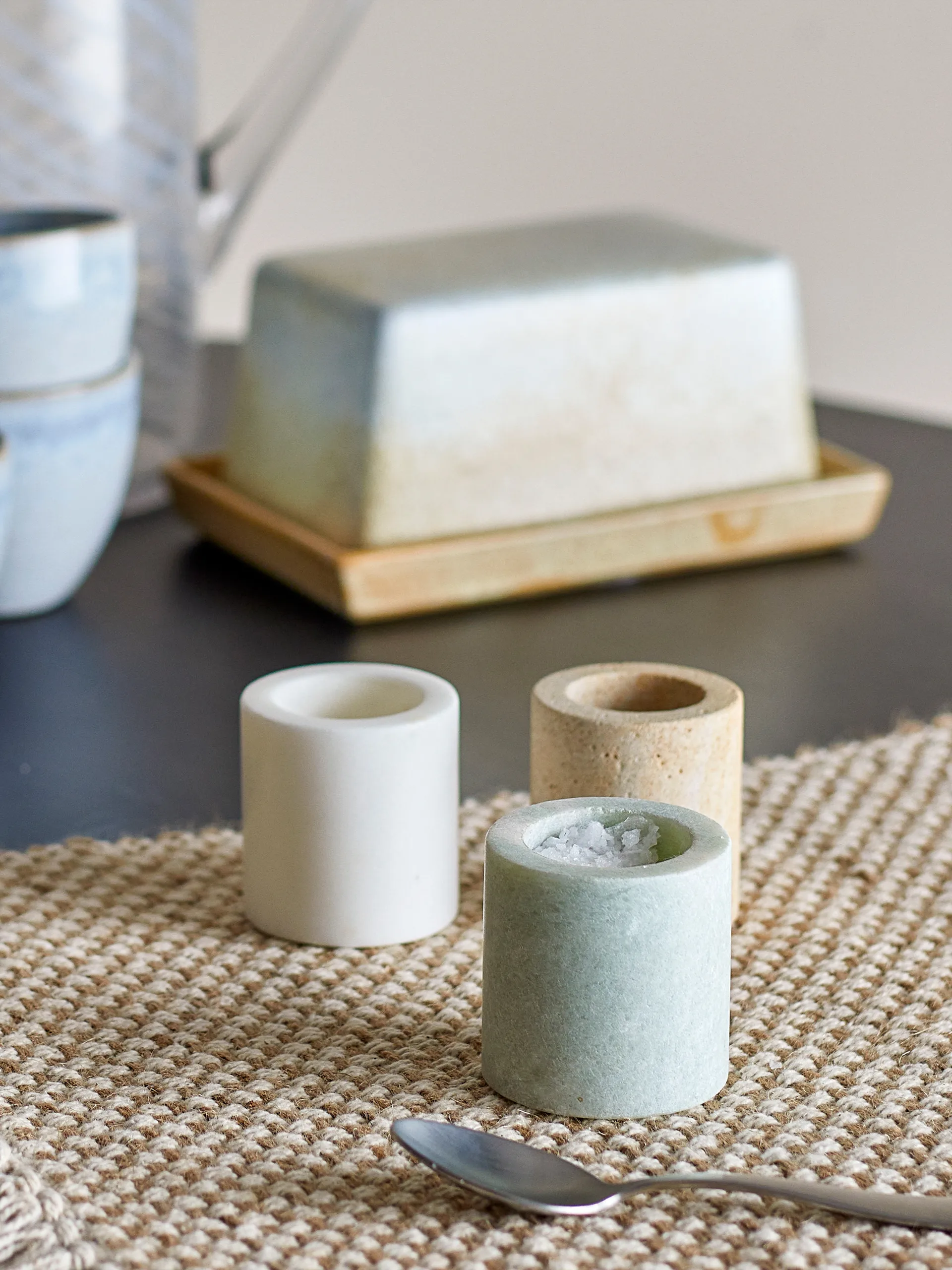 Tarro Kokui 3 piezas, Mármol Bloomingville