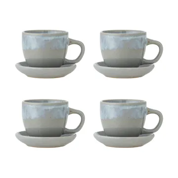 Taza Brenta con platillo, pack de 4 - Azul - Bloomingville