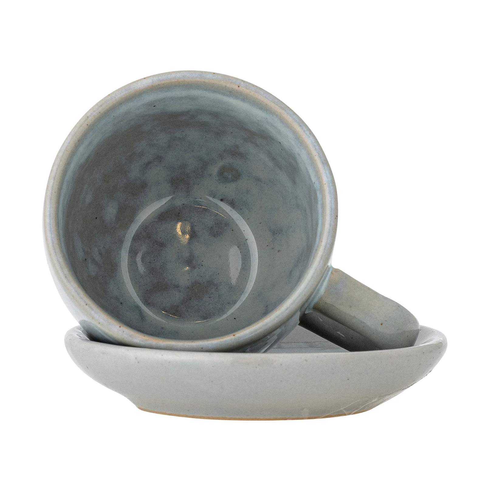 Taza Brenta con platillo, pack de 4, Azul Bloomingville