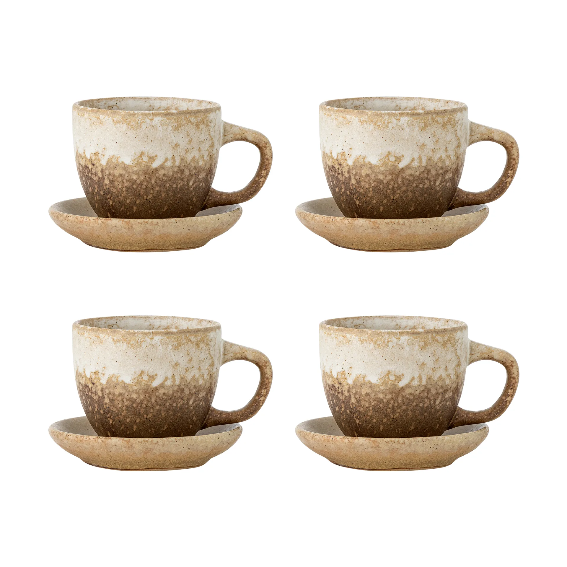 Taza Brenta con platillo, pack de 4, Natural Bloomingville
