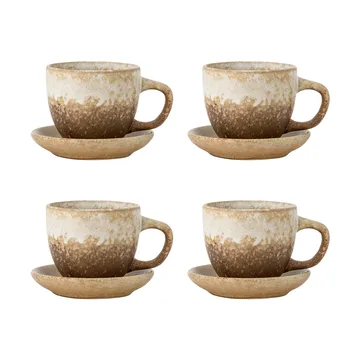 Taza Brenta con platillo, pack de 4 - Natural - Bloomingville