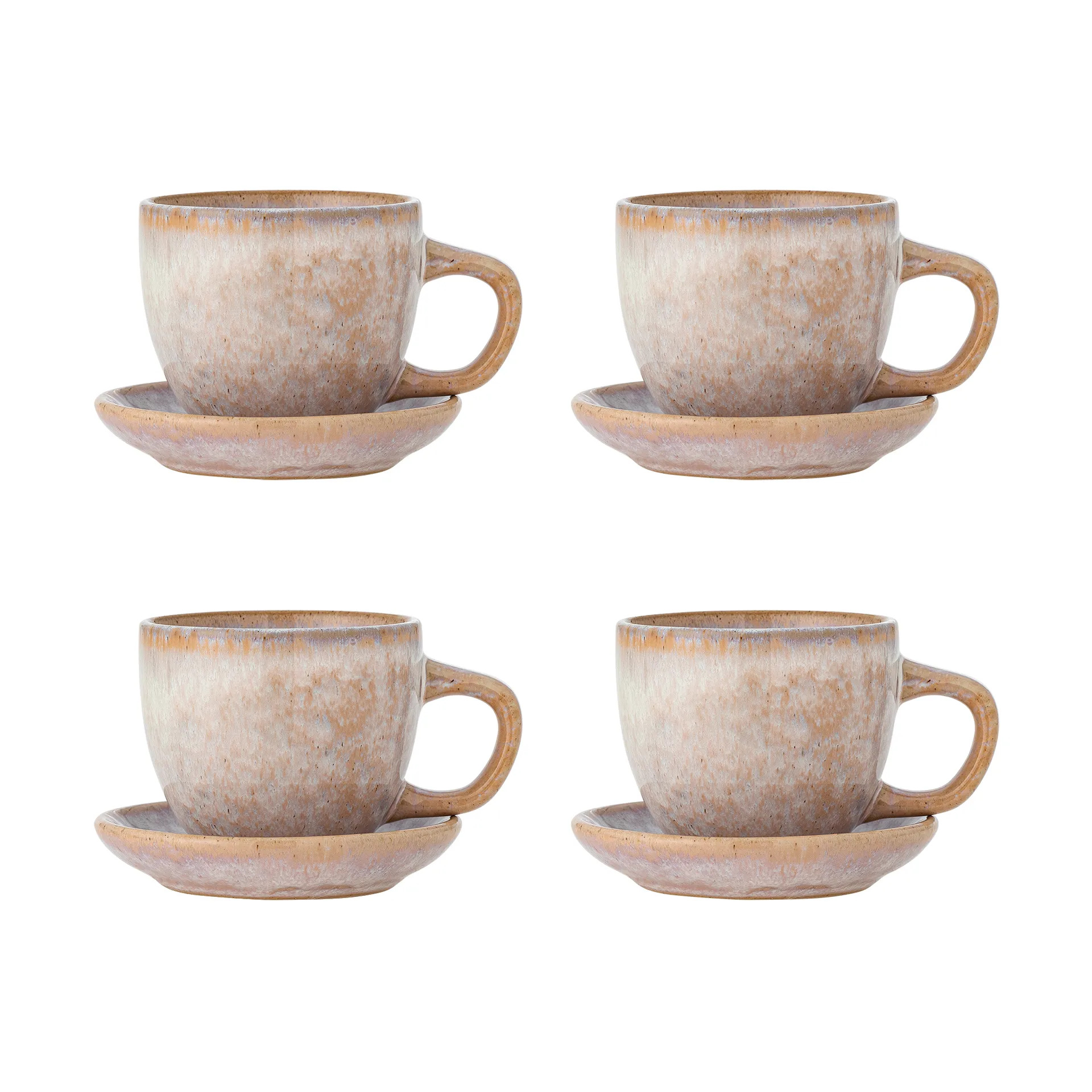 Taza Brenta con platillo, pack de 4, Rosa Bloomingville