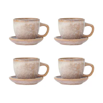 Taza Brenta con platillo, pack de 4 - Rosa - Bloomingville