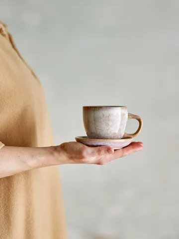 Taza Brenta con platillo, pack de 4 - Rosa - Bloomingville