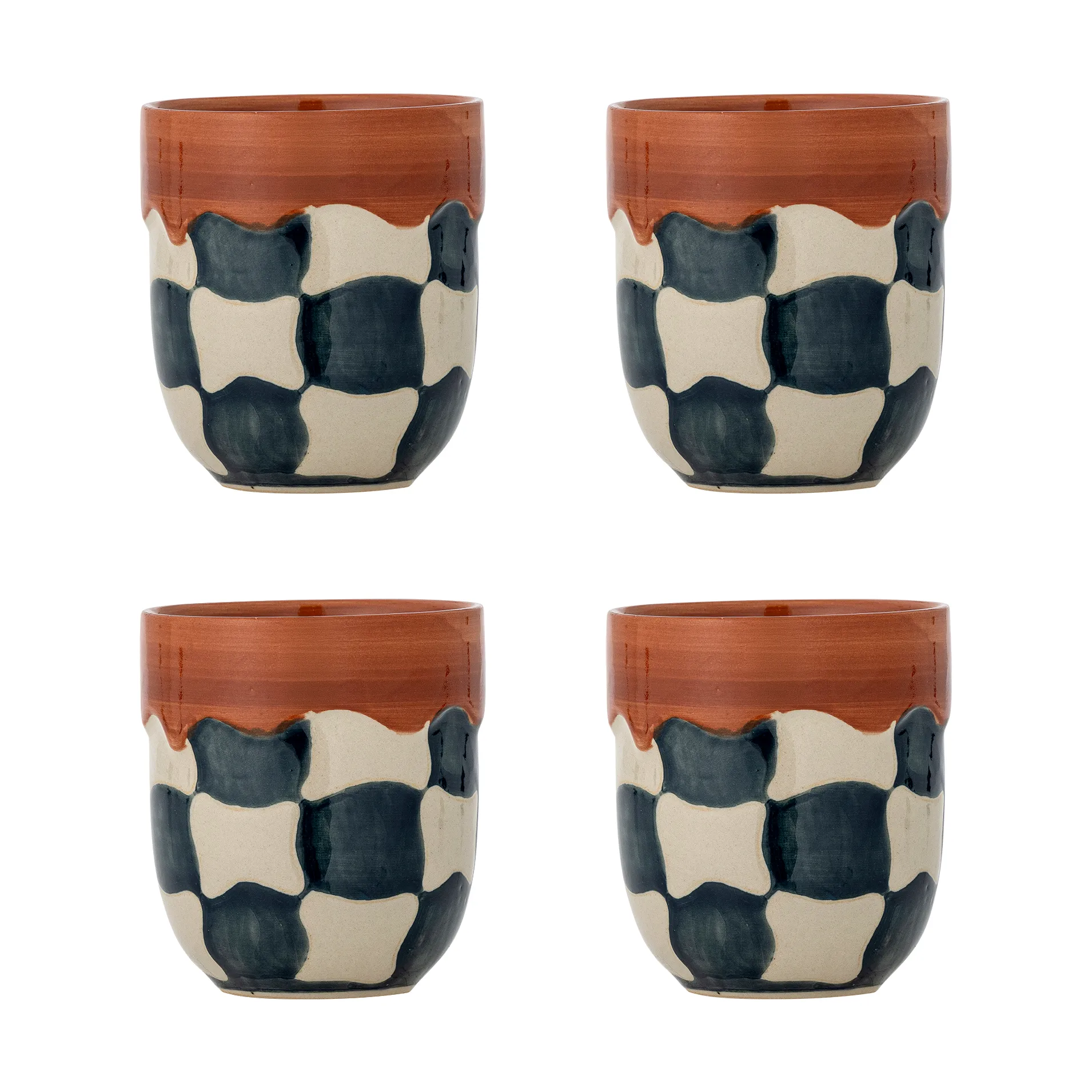 Taza Check, pack de 4, Azul Bloomingville