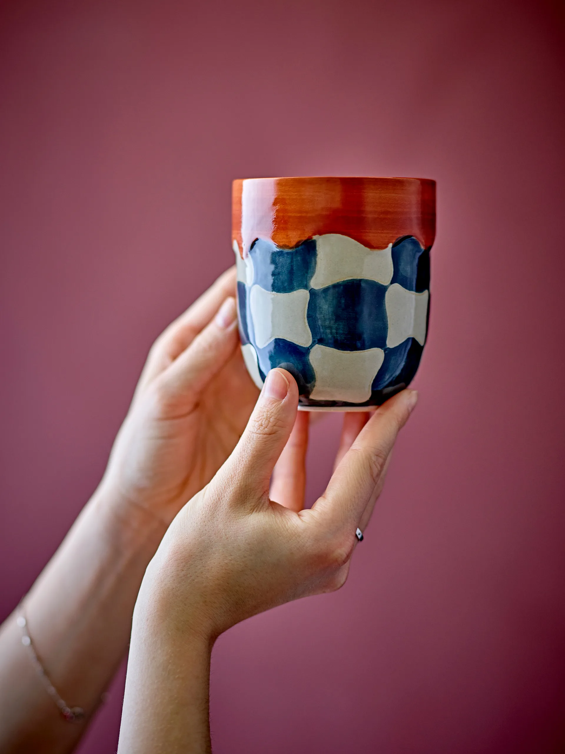 Taza Check, pack de 4, Azul Bloomingville