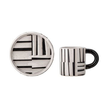 Taza con base Frankie 30 cl - Negro-blanco - Bloomingville