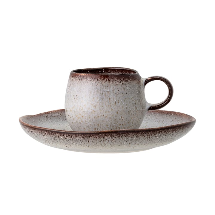 Taza espresso y platillo Sandrine, gris claro Bloomingville