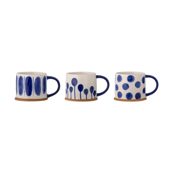 Taza Linora 45 cl, pack de 3 - Azul - Bloomingville