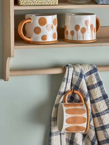 Taza Linora 45 cl, pack de 3 - Blanco-marrón - Bloomingville