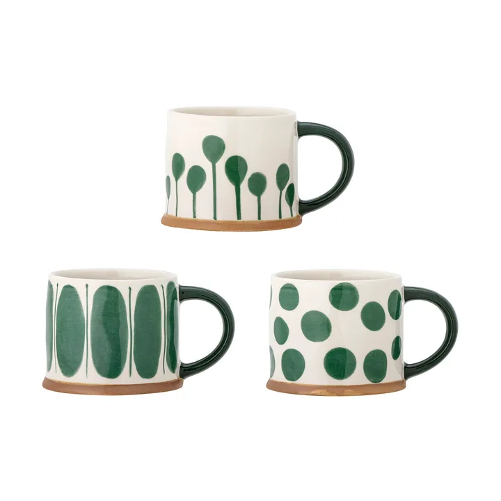 Taza Linora 45 cl, pack de 3 - Verde - Bloomingville