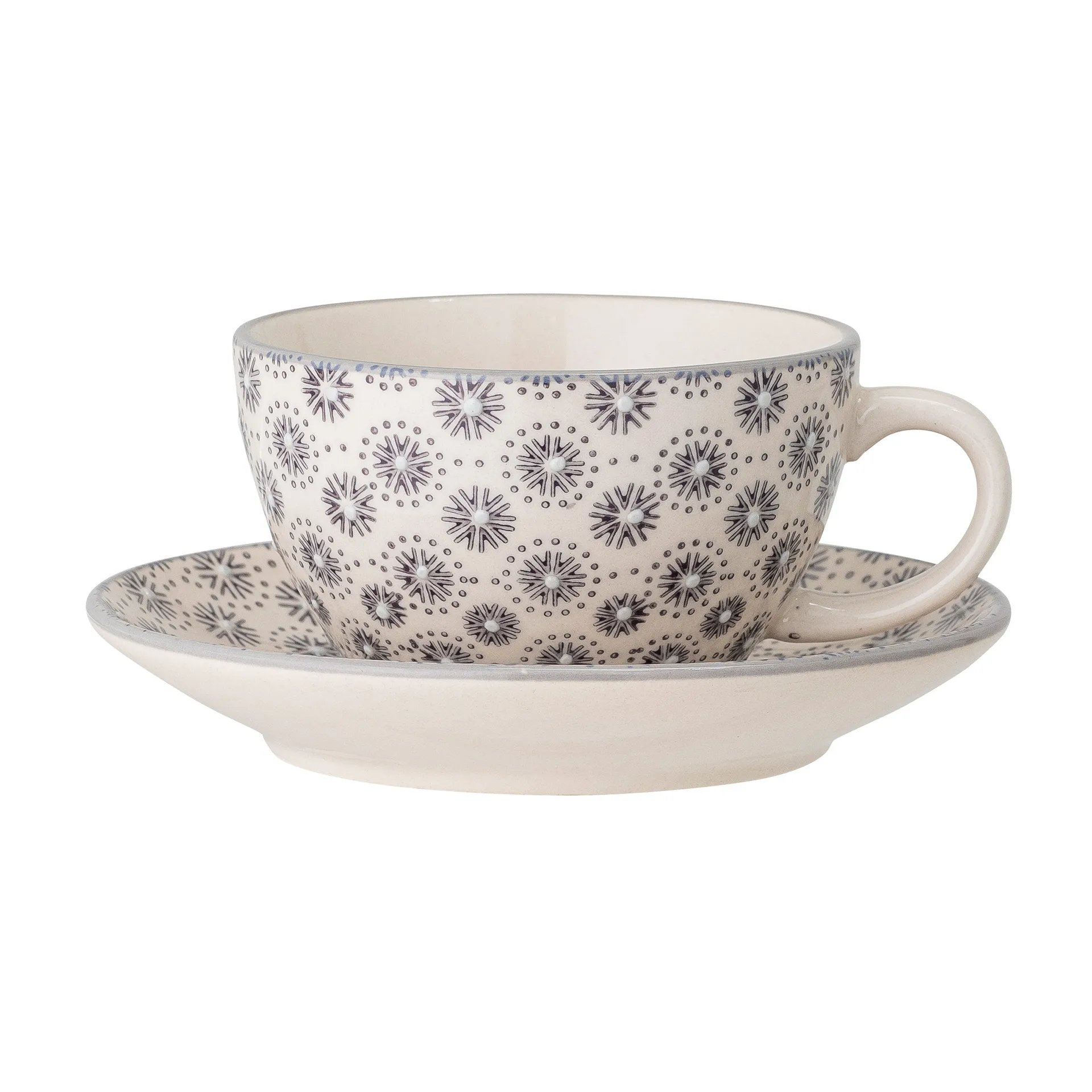 Taza y platillo Elsa, gris Bloomingville