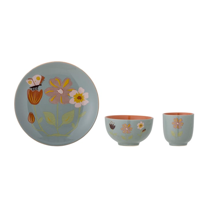 Vajilla infantil Meadow gres 3 piezas - flores - Bloomingville