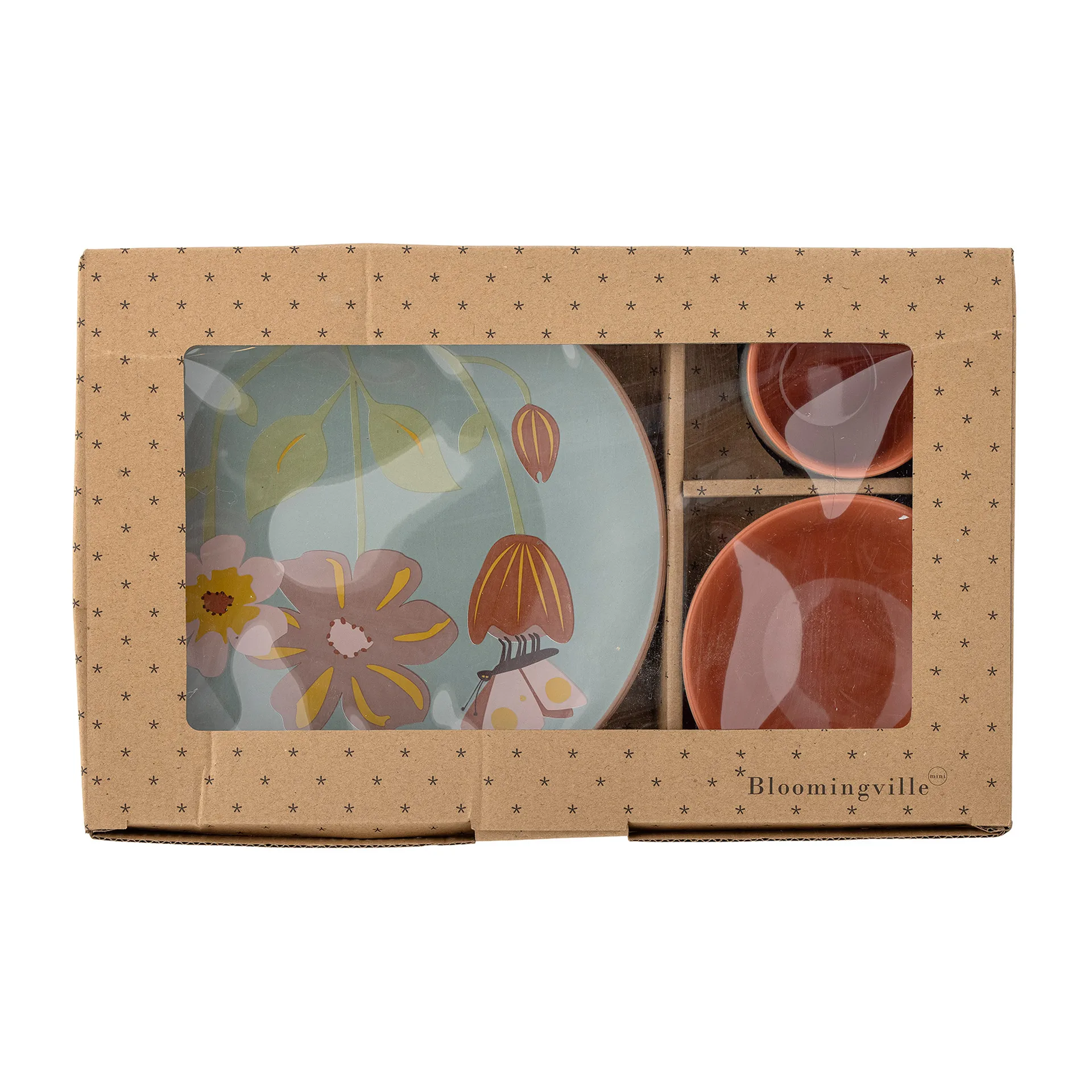 Vajilla infantil Meadow gres 3 piezas, flores Bloomingville