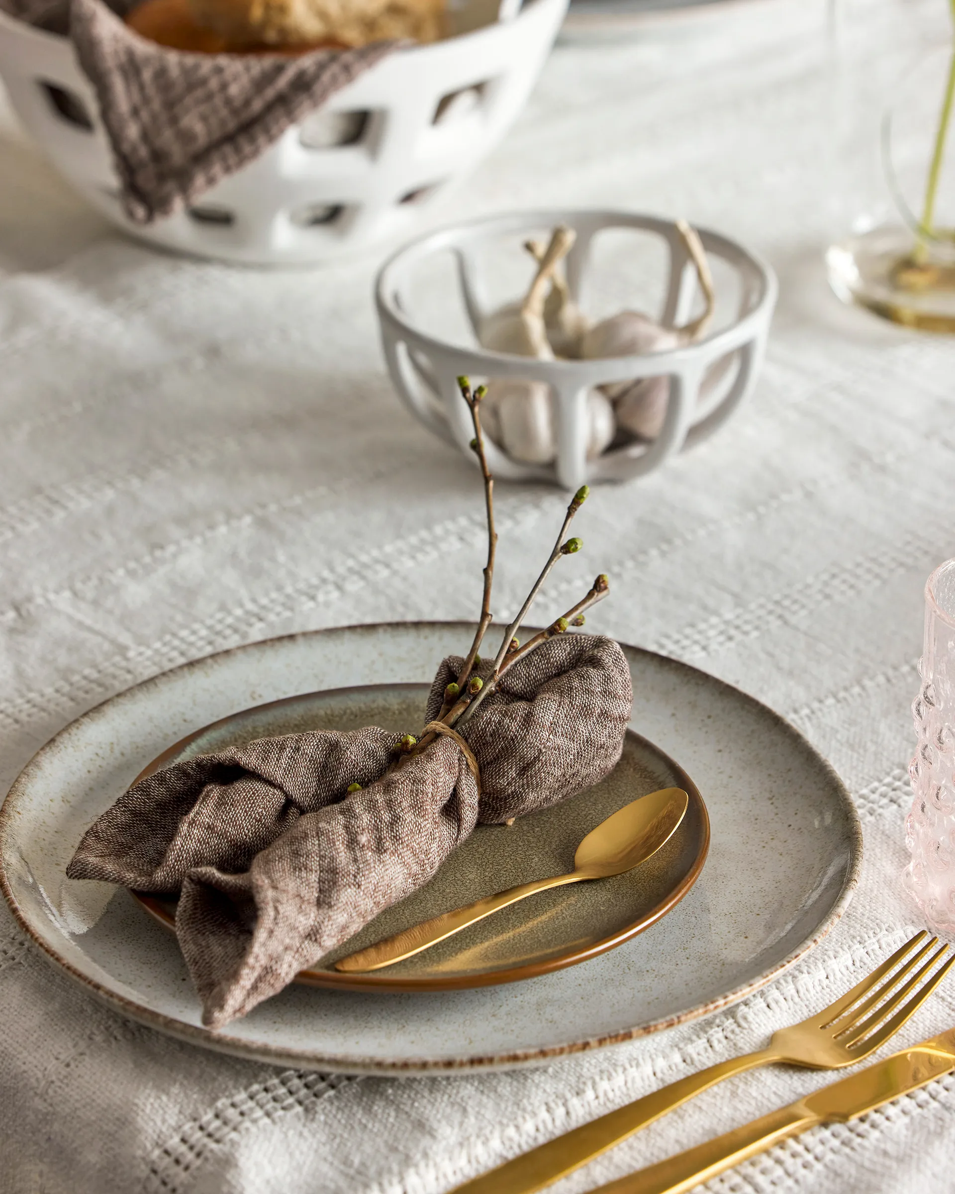 Vajilla Sandrine 12 piezas, Natur Bloomingville